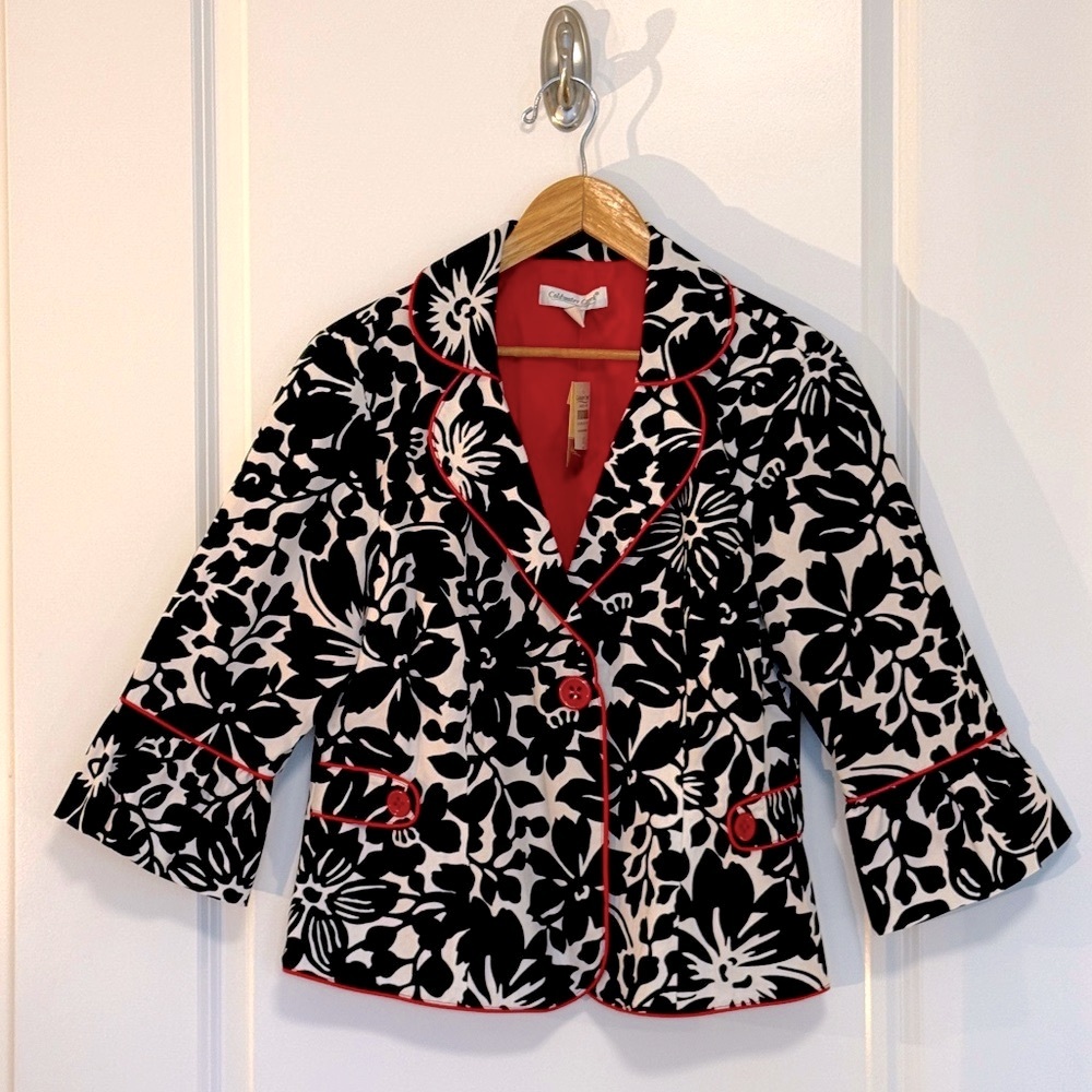 COLDWATER CREEK Black Floral Jacket - SIZE 12 - NWT!